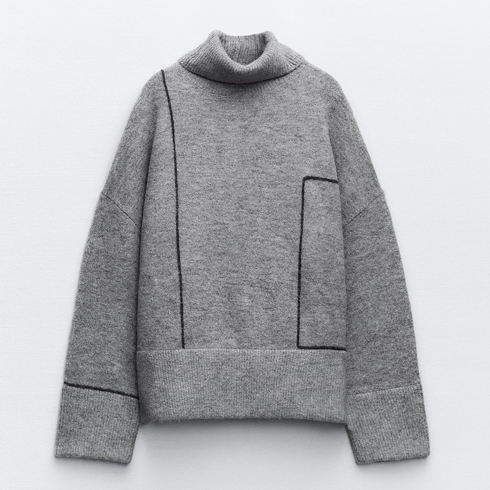 Zara Knit Sweater With Piping